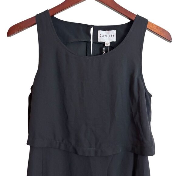 Olive + Oak Black Maxi Dress with Slit High Neck Overlay Open Back Cutout Small - Picture 2 of 12